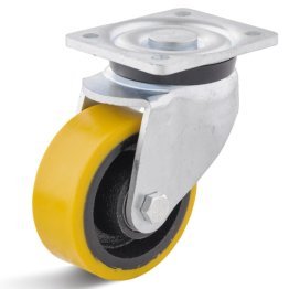 Roata poliuretan rigid, rulment bila, carcasa pivotanta HEAVY DUTY, WLL=350 kg, D=100 mm
