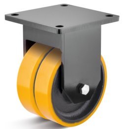 Roata dubla poliuretan rigid, rulment cu bila, cu carcasa fixa HEAVY DUTY, WLL=1000 kg, D=150 mm