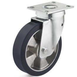 Roata poliuretan elastic, carcasa pivotanta HEAVY DUTY, WLL=200 kg, D=100 mm
