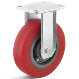 Roata poliuretan elastic rosu, rulment, carcasa fixa, WLL=800 kg, D=200 mm