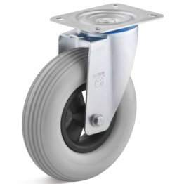 Roata poliuretan expandat, janta polimer, rulment cu bila si role, carcasa pivotanta, WLL=100 kg, D=200 mm