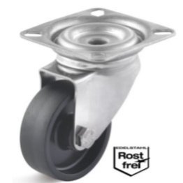 Roata poliamida lagar alunecare, carcasa pivotanta INOX, WLL=60 kg, D=75 mm