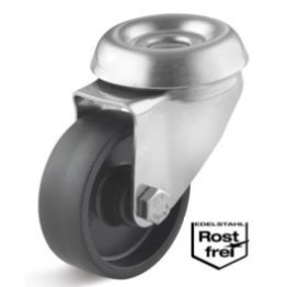 Roata poliamida lagar alunecare, carcasa pivotanta cu alezaj INOX, WLL=60 kg, D=75 mm