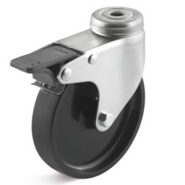 Roata poliamida, seria LIGHT, carcasa pivotanta cu frana si alezaj, WLL=50 kg, D=75 mm