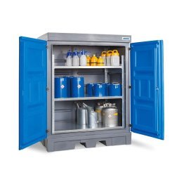 Dulap PolySafe D depozitare recipiente mici cu rafturi din otel si usi batante