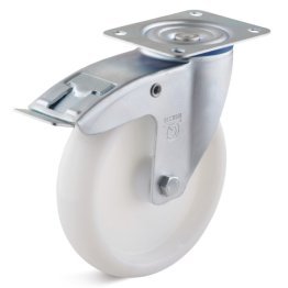 Roata poliamida PALB, rulment cu role, carcasa pivotanta cu frana, WLL=350 kg, D=200 mm