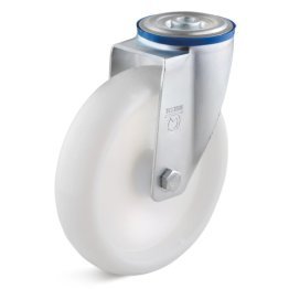 Roata poliamida PALB, rulment cu role, carcasa pivotanta cu alezaj, WLL=200 kg, D=125 mm