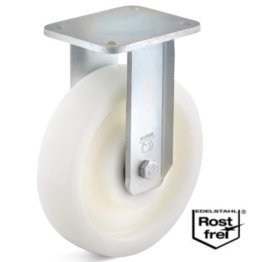 Roata poliamida, rulment si carcasa fixa INOX, WLL=400 kg, D=125 mm