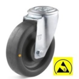 Roata ESD poliamida, carcasa pivotanta cu alezaj, WLL=150 kg, D=80 m