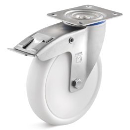 Roata polipropilena, protectie rulment, carcasa pivotanta cu frana, WLL=150 kg, D=80 mm