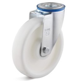 Roata polipropilena, rulmenti, carcasa pivotanta cu alezaj, WLL=200 kg, D=125 mm