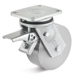 Roata din otel, rulment cu bila, carcasa pivotanta cu frana, WLL=1300 kg, D=200 mm