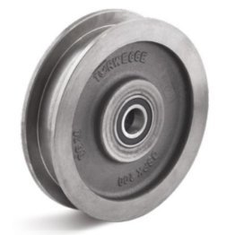 Roata din fonta cu buza de bandaj dublu in V, rulment cu bila, WLL=650 kg, D=100 mm