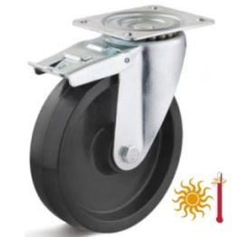 Roata duroplast termorezistent, carcasa pivotanta cu frana, WLL=110 kg, D=100 mm