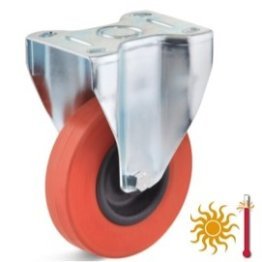 Roata cauciuc termorezistent, carcasa fixa, WLL=80 kg, D=125 mm