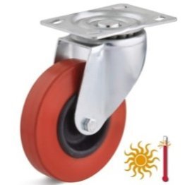 Roata cauciuc termorezistent, carcasa pivotanta, WLL=80 kg, D=125 mm