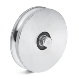 Roata de rulare din INOX canelura semirotunda, rulment simplu, WLL=240 kg, D=117 mm