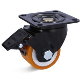 Roata poliuretan, janta otel, carcasa pivotanta cu frana, WLL=400 kg, D=65 mm