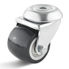 Roata showbiz din poliuretan, carcasa pivotanta cu alezaj, WLL=100 kg, D=33 mm