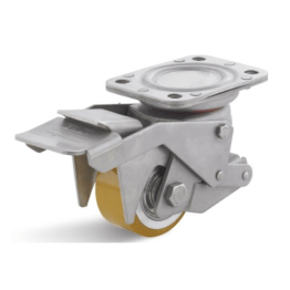 Roata poliuretan rigid carcasa pivotanta cu frana si ridicare