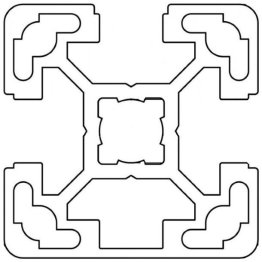 Profil aluminiu standard industrial 40x40, Seria 2, Sistem 40 LIGHT Canal 10, 1 latura inchisa