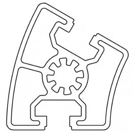 Profil aluminiu standard industrial 45R30 Seria 2, Sistem 45 Canal 10, Segment 30°