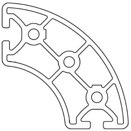 Profil aluminiu compatibil ITEM 40RR90 Sistem 40 canal 8, Profil rotungit segment 90°