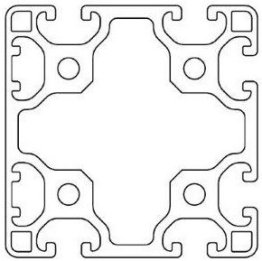 Profil aluminiu compatibil ITEM 80x80 Sistem 40 LIGHT canal 8, 1 latura inchisa