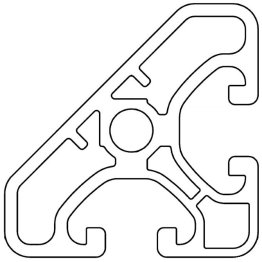 Profil aluminiu compatibil ITEM 40x40x45° Sistem 40 ECO canal 8, Profil tesit 45°