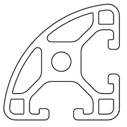 Profil aluminiu compatibil ITEM 30R90 Sistem 30 LIGHT canal 6, Profil rotund segment 90°