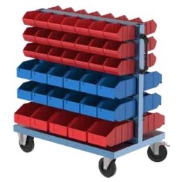 Stand mobil depozitare cu 76 cutii plastic pe 12 rafturi 1000x600x1160mm