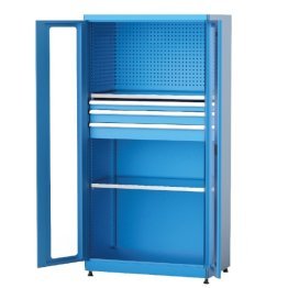 Dulap metalic cu usi din plexiglas cu 3 sertare si 2 rafturi, 1010x615x2000mm