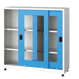 Dulap metalic cu usi glisante din plexiglas cu 2 rafturi, 1200x400x1200mm