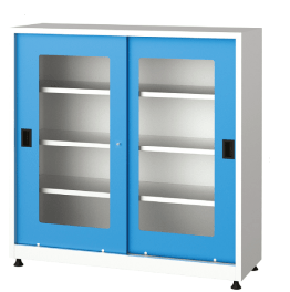 Dulap metalic cu usi glisante din plexiglas cu 3 rafturi, 1200x400x1200mm