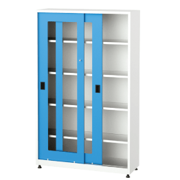 Dulap metalic cu usi glisante din plexiglas cu 4 rafturi, 1200x400x1950mm