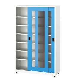 Dulap metalic cu usi glisante din plexiglas cu 6 rafturi, 1200x400x1950mm