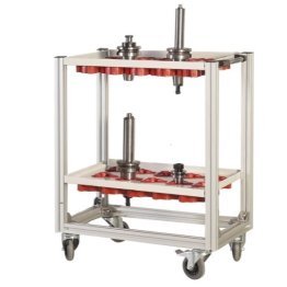 Carucior transport cu 30 locasuri scule CNC