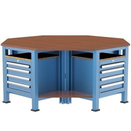 Banc de lucru octogonal cu 16 sertare si 4 rafturi 1830x1830x850mm