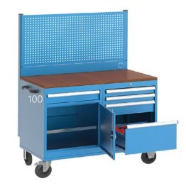 Banc de lucru mobil cu 5 sertare si 1 raft depozitare 12 scule CNC