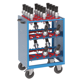 Carucior transport cu 40 locasuri scule CNC