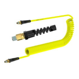 Furtun spiralat MODY cu racorduri rotative DVK, galben, 6mm