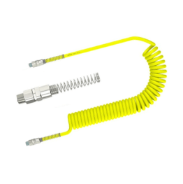 Furtun spiralat MODY cu racorduri rotative DVS, galben, 16 mm