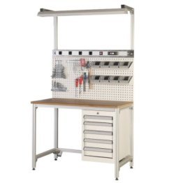 Banc de lucru profil aluminiu cu 5 sertare si panou scule cu 8 cutii 1120x650x850mm