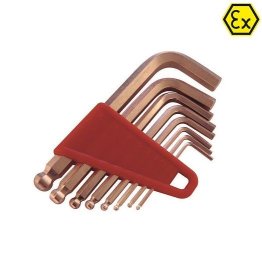 Set 9 chei imbus cu cap sferic ATEX din cupru-beriliu 1.5-10 mm