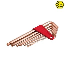 Set 9 chei imbus lungi cu cap sferic ATEX din cupru-beriliu 1.5-10 mm