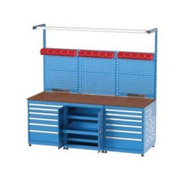 Banc de lucru cu instalatie electrica cu 12 sertare, 1 dulap si 15 cutii 2200x750x850mm