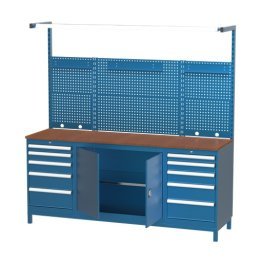 Banc de lucru port scule cu sistem iluminare, 10 sertare si 1 dulap 2200x600x850mm