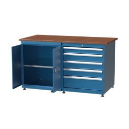 Banc de lucru cu 5 sertare si 1 dulap cu raft 1420x750x850mm