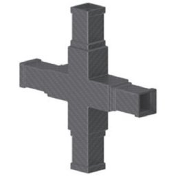 Racord fibra carbon forma X teava patrata 25x25 mm