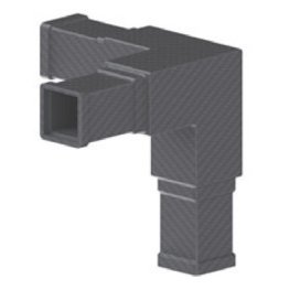 Racord fibra carbon 3 cai teava patrata 25x25 mm